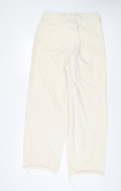 COLLUSION Womens Beige Cotton Wide-Leg Jeans Size 28 in L32 in Regular Zip