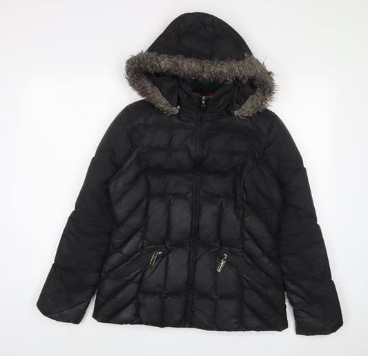 Womens UK Size S Marks and Spencer Black Parka Coat