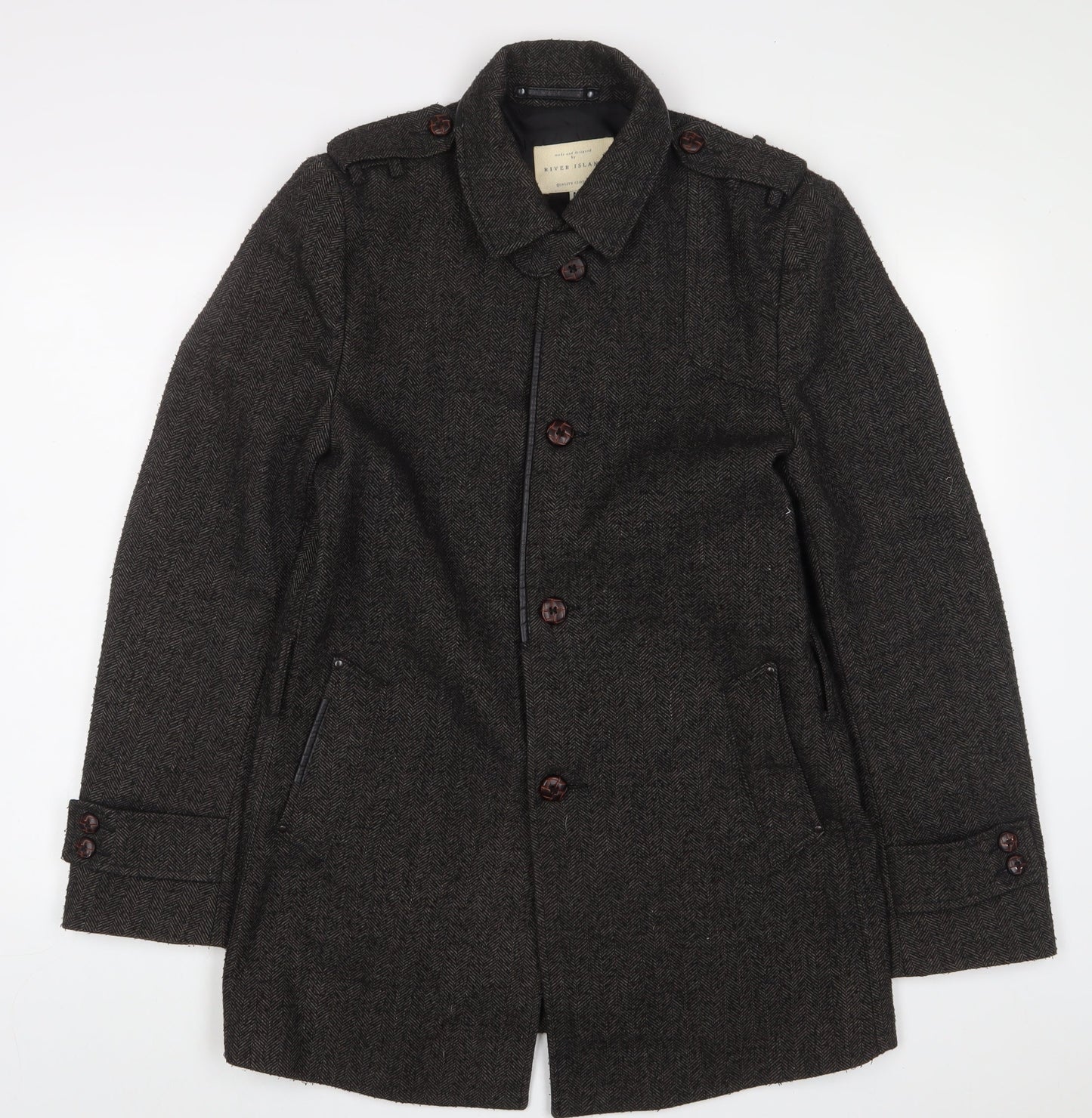 Womens UK Size M River Island Grey Military Jacket