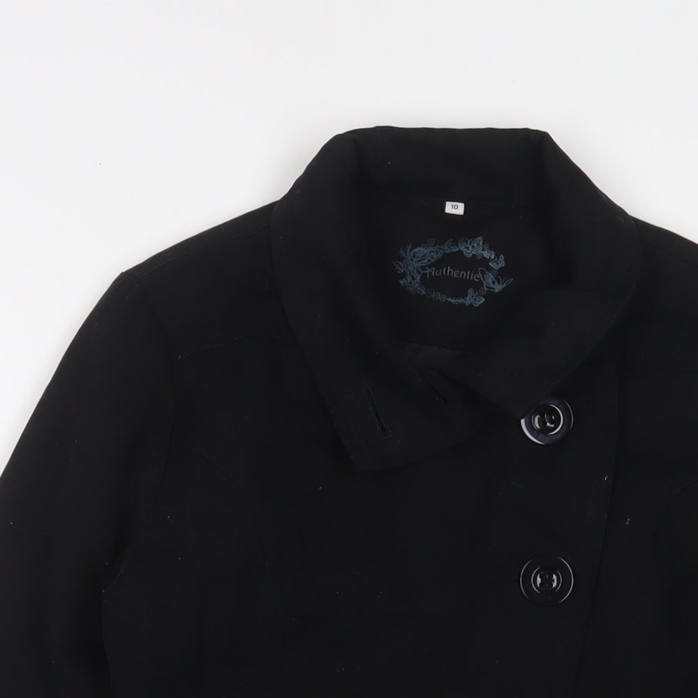 Authentic Womens Black Jacket Size 10 Button - Belted