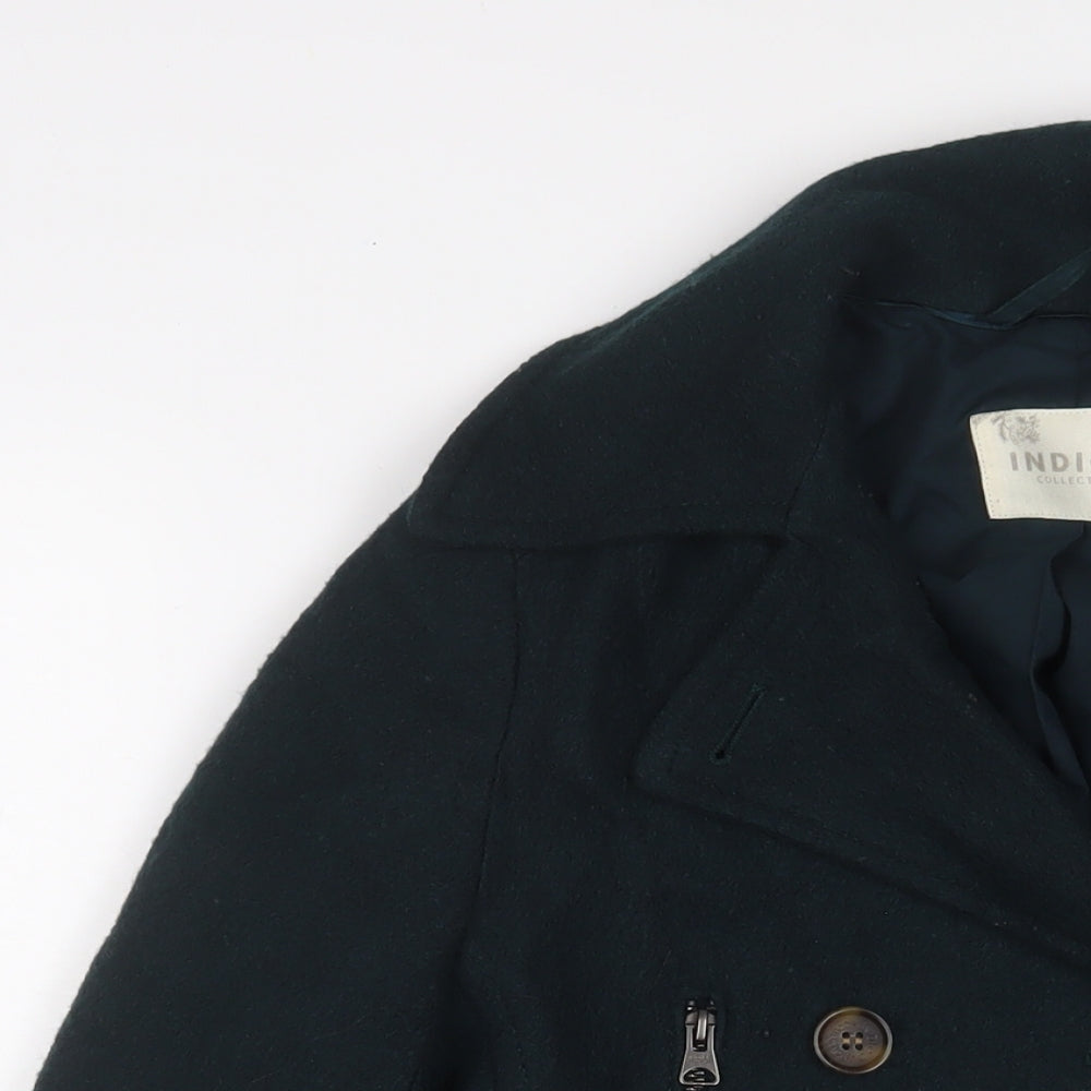 Indigo Womens Green Military Jacket Jacket Size 10 Button - Zip Pockets