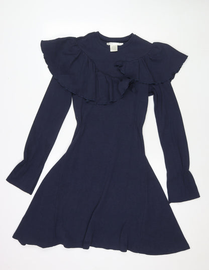 Eren Vintage Womens Blue Cotton Fit & Flare Size XS Round Neck Pullover