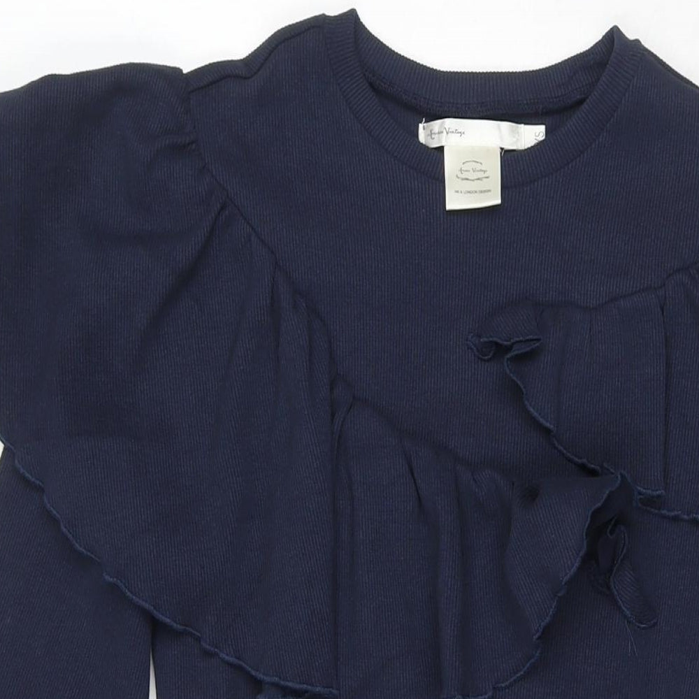 Eren Vintage Womens Blue Cotton Fit & Flare Size XS Round Neck Pullover