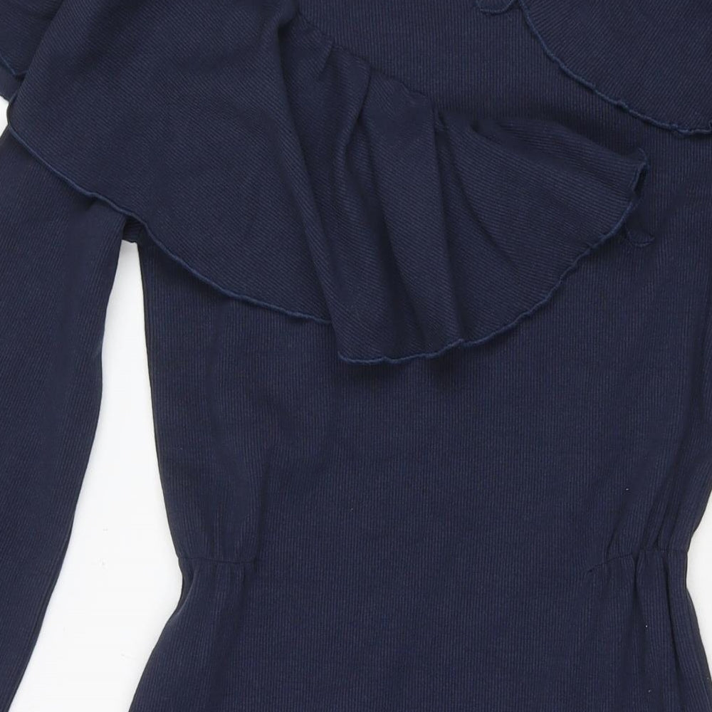 Eren Vintage Womens Blue Cotton Fit & Flare Size XS Round Neck Pullover