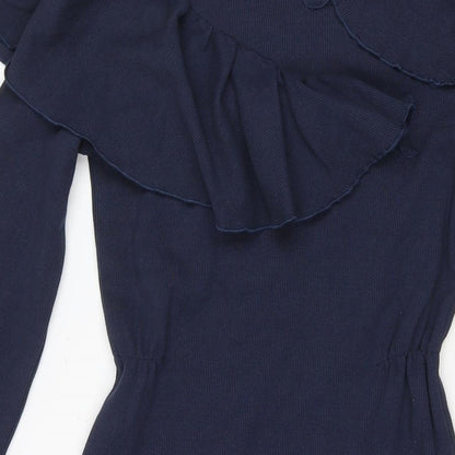 Eren Vintage Womens Blue Cotton Fit & Flare Size XS Round Neck Pullover