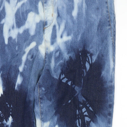 Per Una Womens Blue Polyester Blend Capri Jeans Size 32 in L21 in Regular Zip - Tie-dye