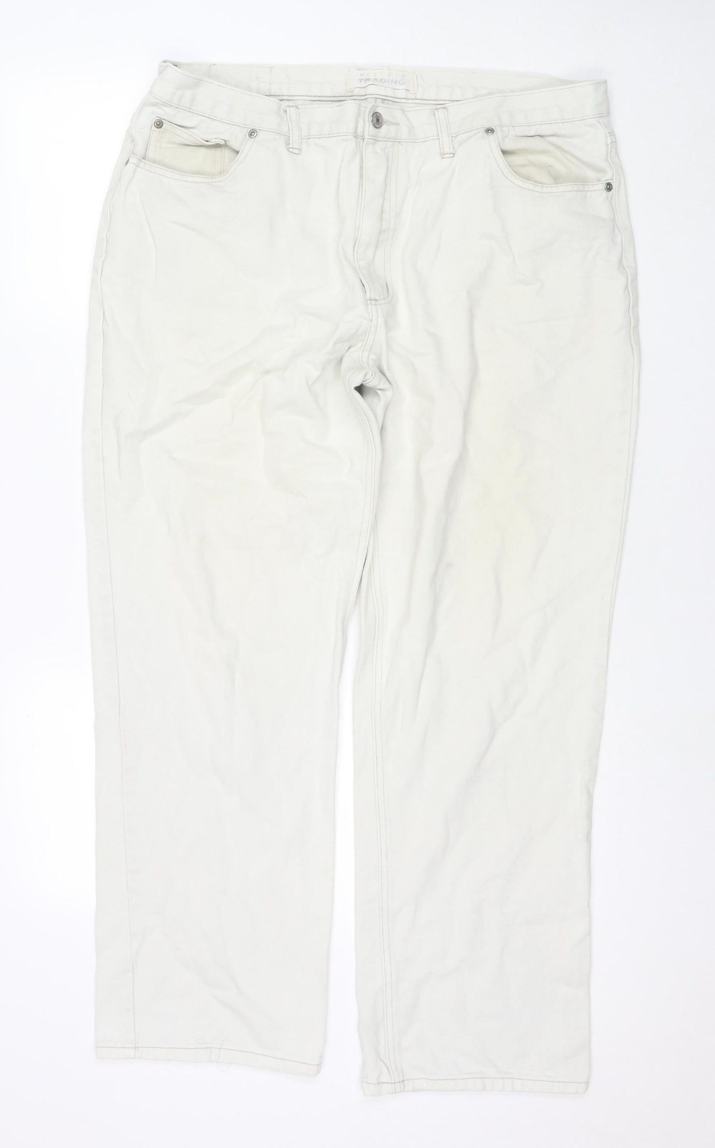 Western Trading Mens Ivory Cotton Straight Jeans Size 40 in L29 in Regular Zip