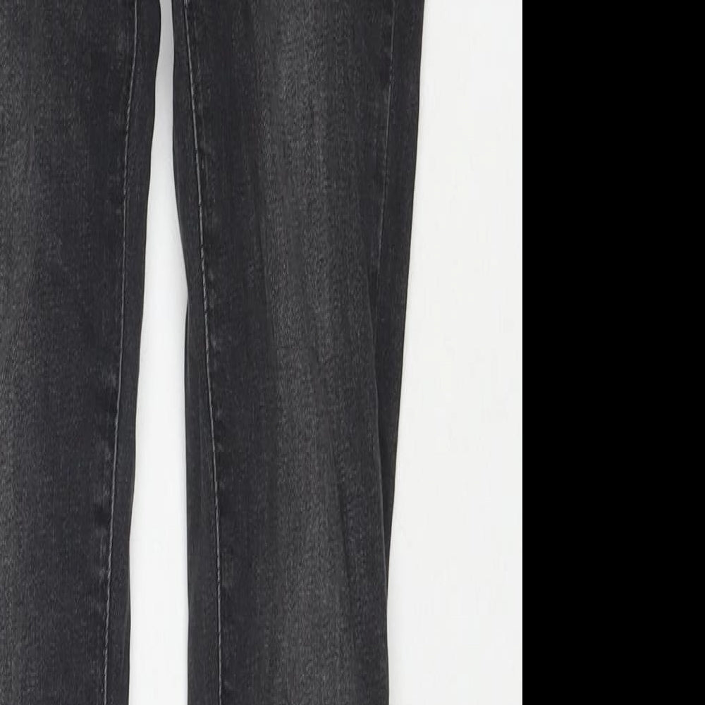 New Look Womens Black Cotton Skinny Jeans Size 4 L29 in Regular Zip - Embraided Flowers
