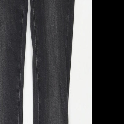 New Look Womens Black Cotton Skinny Jeans Size 4 L29 in Regular Zip - Embraided Flowers