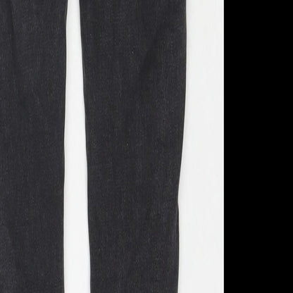 New Look Womens Black Cotton Skinny Jeans Size 4 L29 in Regular Zip - Embraided Flowers