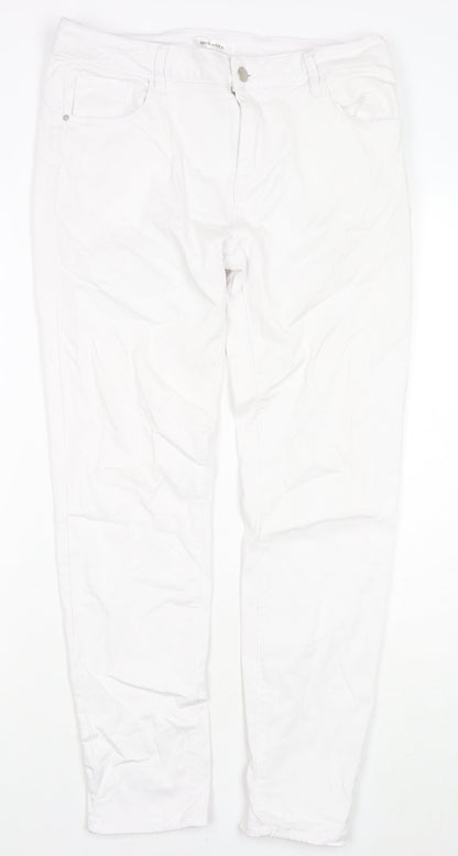 Miss Anna Womens White Cotton Skinny Jeans Size 16 L27 in Regular Zip