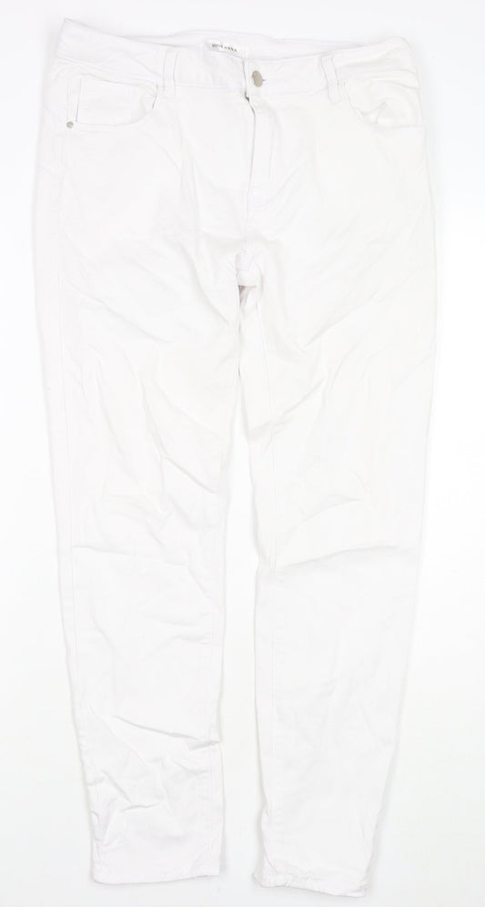 Miss Anna Womens White Cotton Skinny Jeans Size 16 L27 in Regular Zip