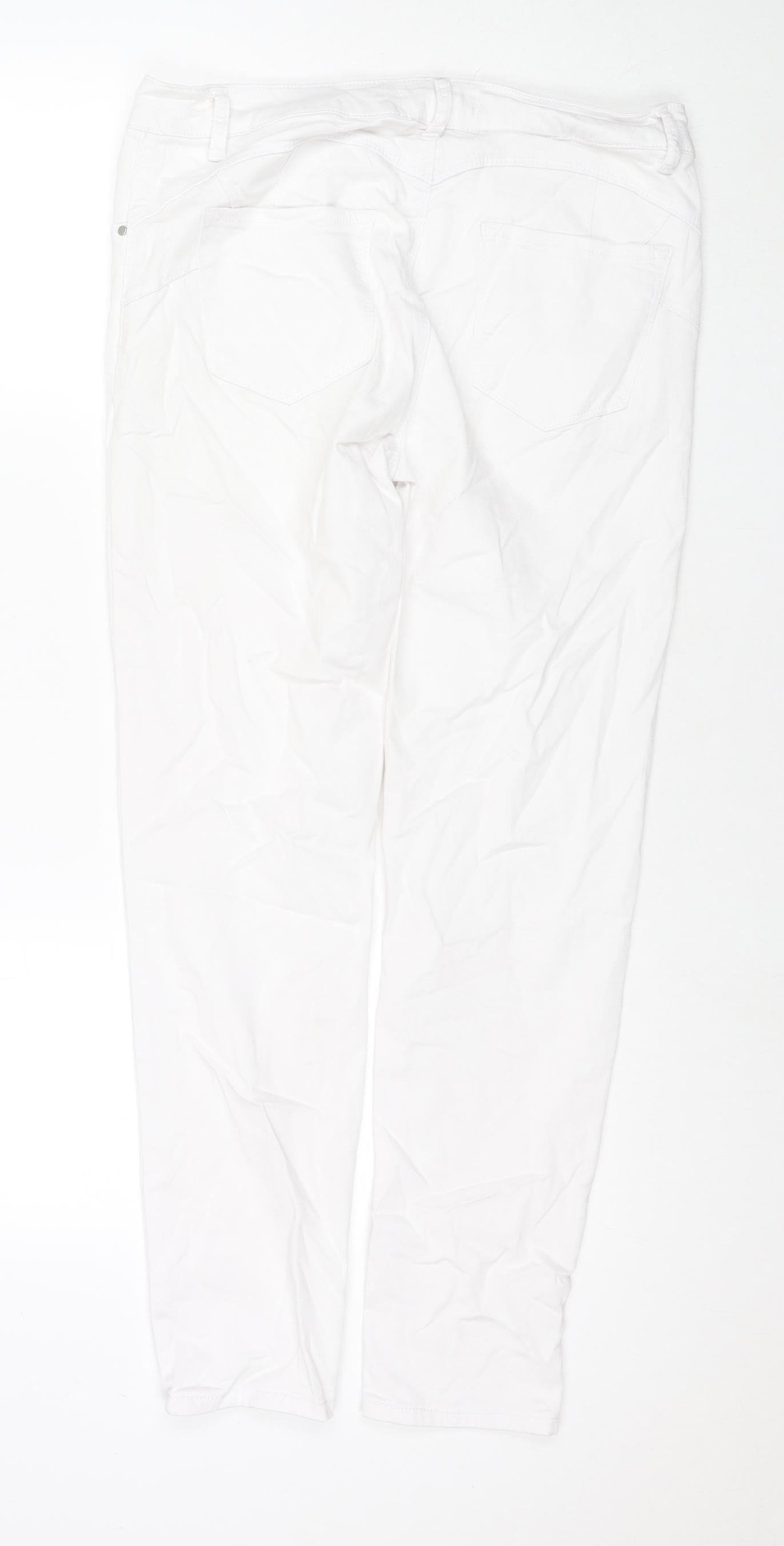 Miss Anna Womens White Cotton Skinny Jeans Size 16 L27 in Regular Zip