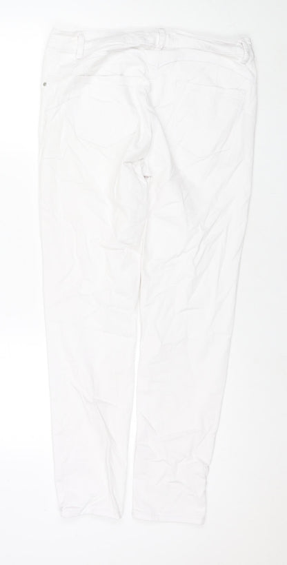 Miss Anna Womens White Cotton Skinny Jeans Size 16 L27 in Regular Zip