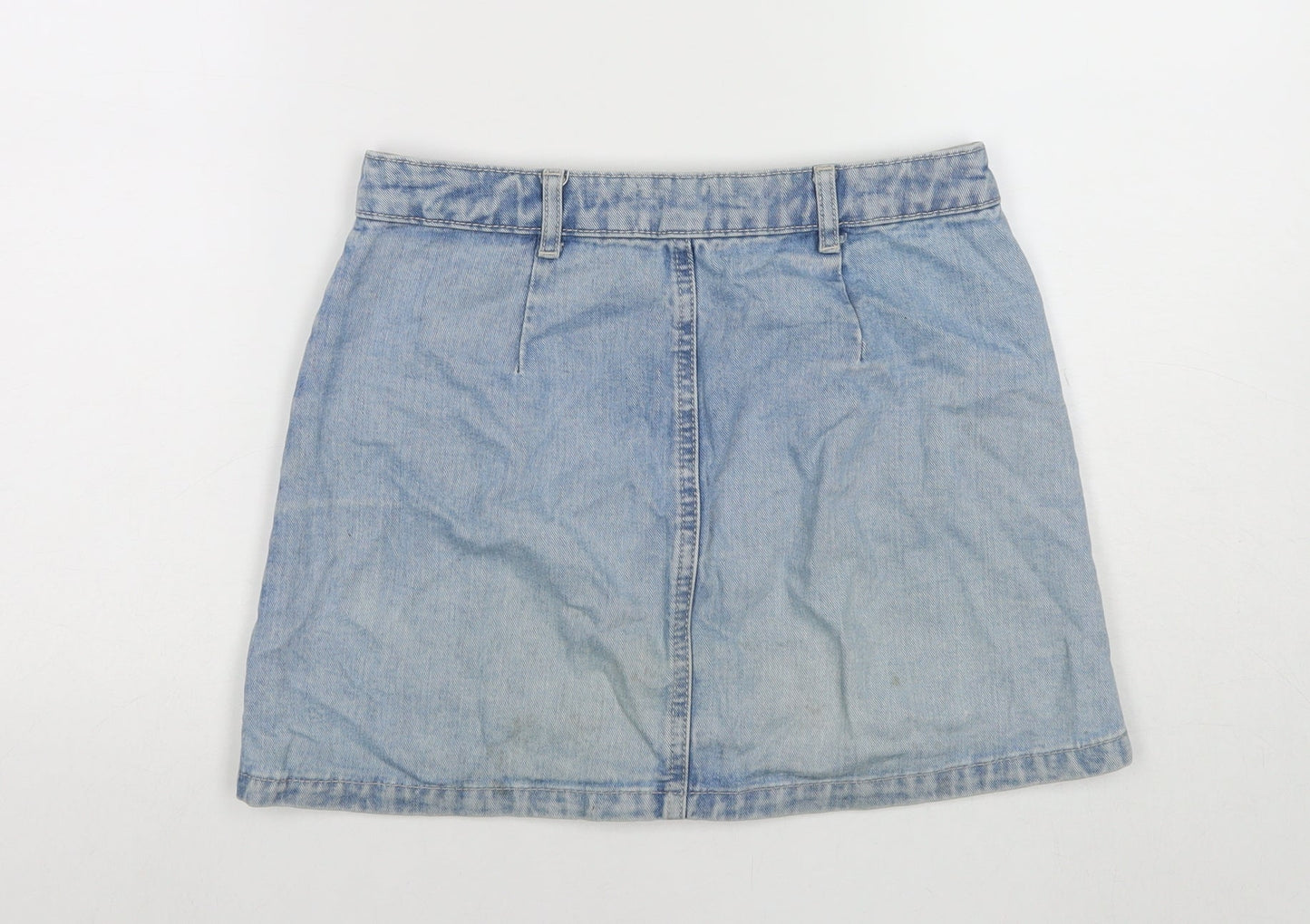 Miss Selfridge Womens Blue Cotton A-Line Skirt Size 10 Button