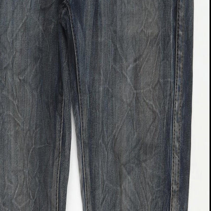 Mass & Only Mens Blue Cotton Straight Jeans Size 32 in L31 in Regular Zip