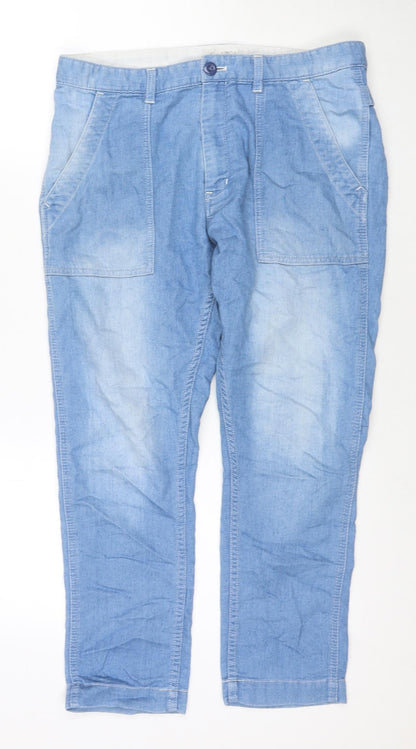 Global World Womens Blue Polyester Blend Capri Jeans Size M L24 in Regular Zip