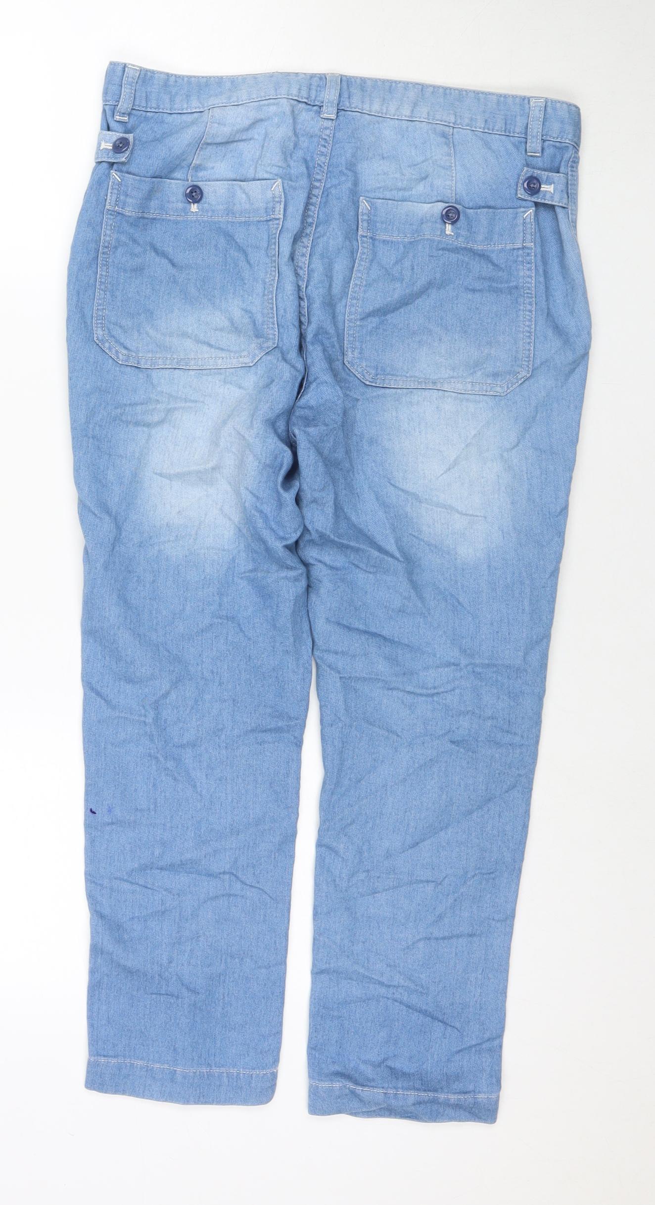 Global World Womens Blue Polyester Blend Capri Jeans Size M L24 in Regular Zip