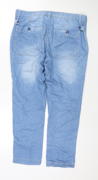 Global World Womens Blue Polyester Blend Capri Jeans Size M L24 in Regular Zip