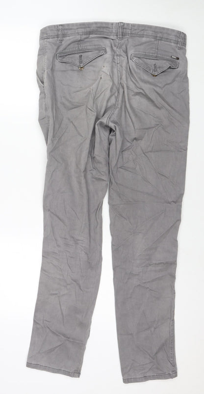 Cortefiel Mens Grey Cotton Straight Jeans Size 32 in L31 in Regular Zip