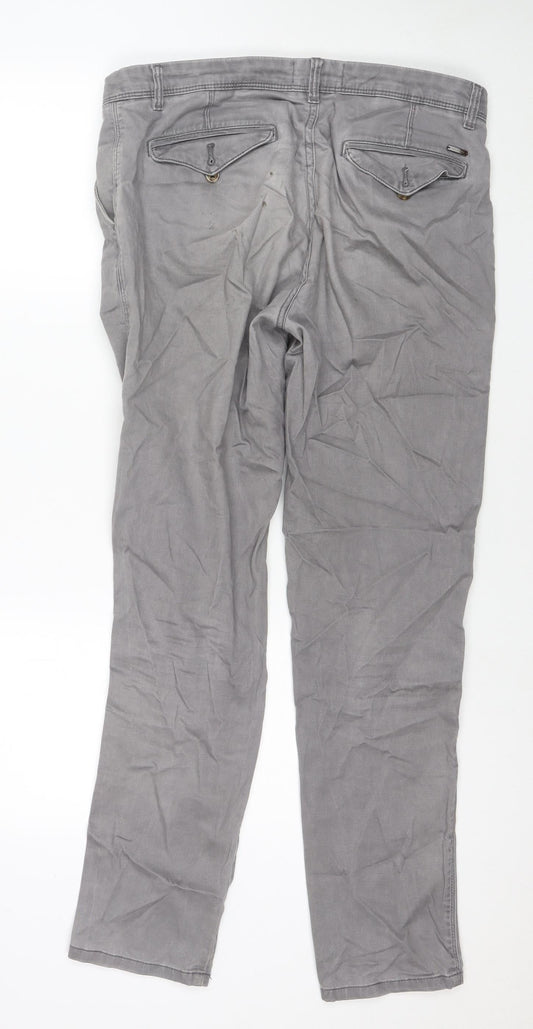 Cortefiel Mens Grey Cotton Straight Jeans Size 32 in L31 in Regular Zip