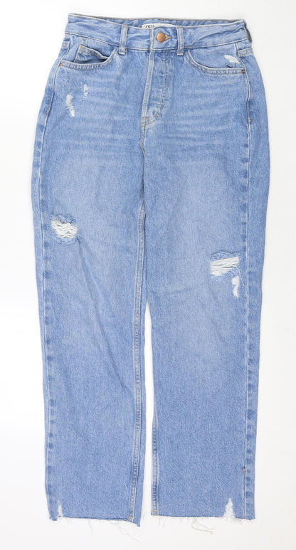 Zara Womens Blue Polyester Blend Straight Jeans Size 6 L27 in Regular Zip
