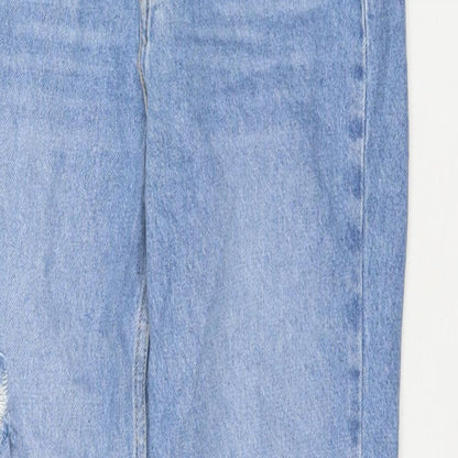 Zara Womens Blue Polyester Blend Straight Jeans Size 6 L27 in Regular Zip