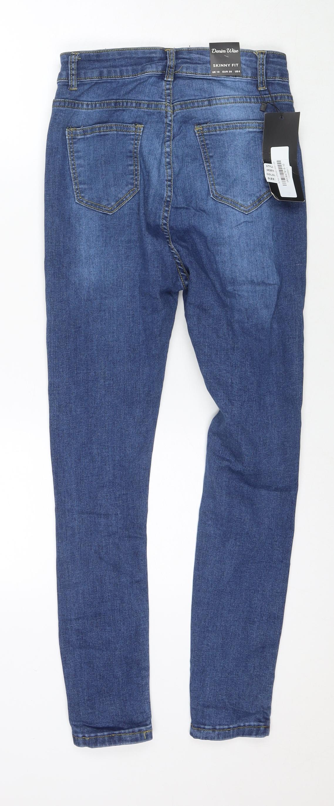 Womens UK Size 10 Denim Wise Regular Fit Skinny Blue Jeans
