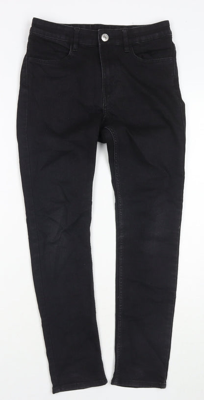 H&M Girls Black Cotton Skinny Jeans Size 12-13 Years L26 in Regular Zip