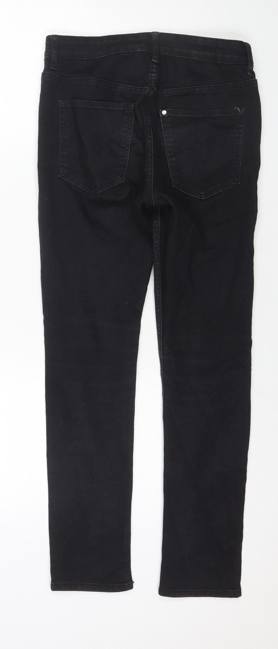 H&M Girls Black Cotton Skinny Jeans Size 12-13 Years L26 in Regular Zip