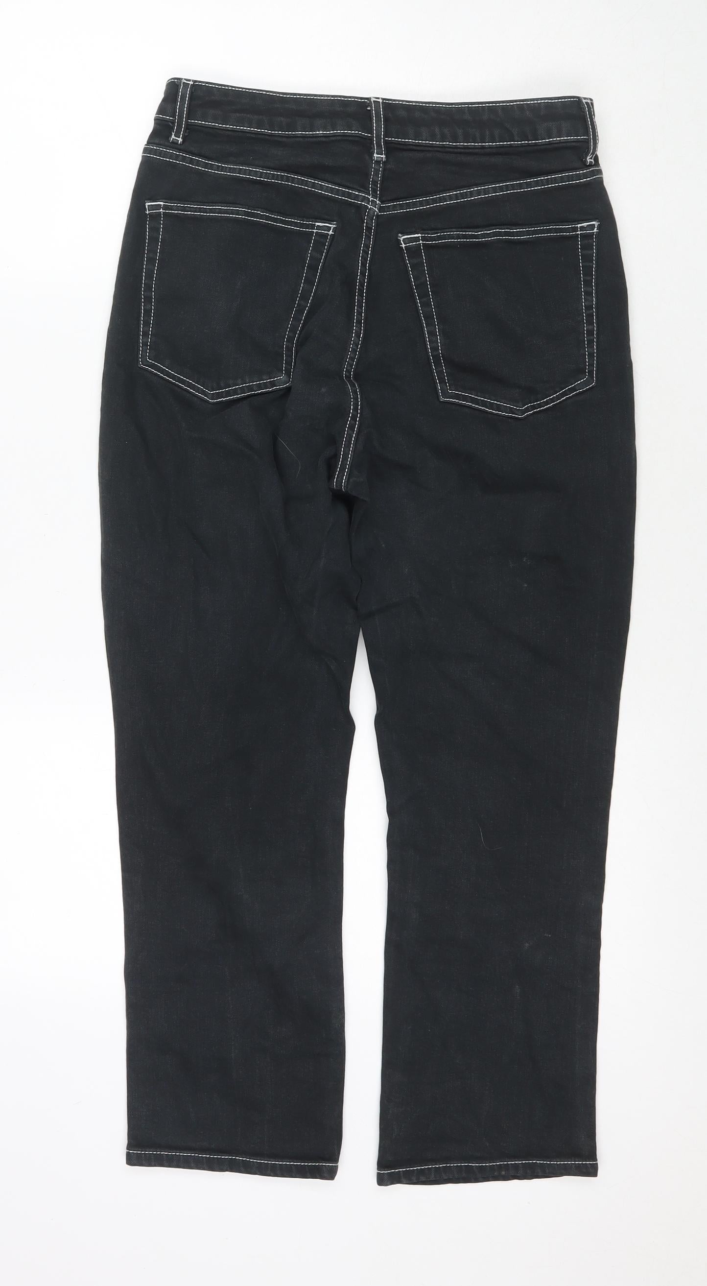 Topshop Womens Black Cotton Straight Jeans Size 28 L30 in Regular Zip