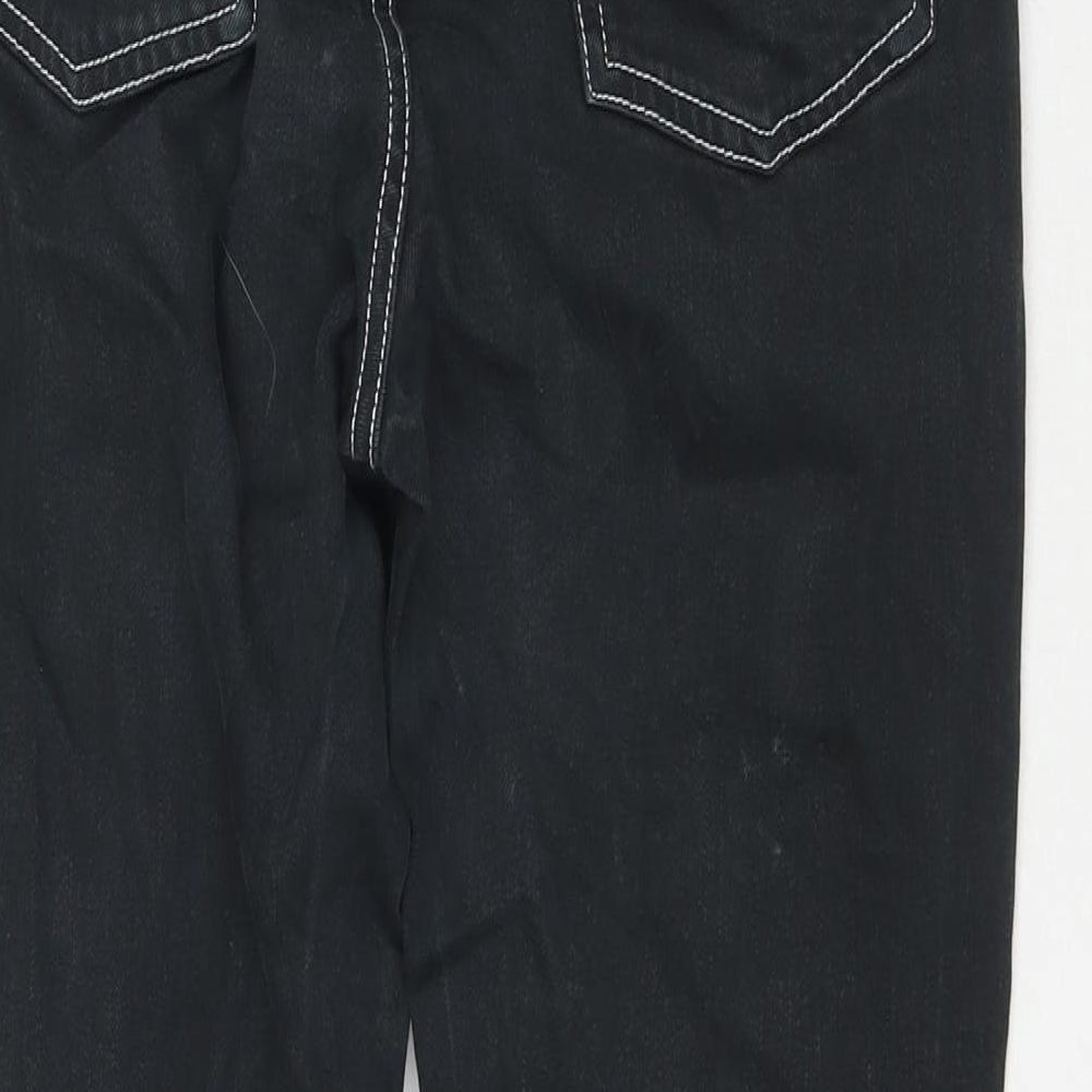 Topshop Womens Black Cotton Straight Jeans Size 28 L30 in Regular Zip