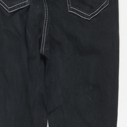Topshop Womens Black Cotton Straight Jeans Size 28 L30 in Regular Zip