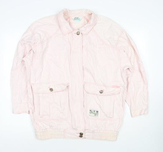 DASH Womens Pink Striped Jacket Size M Zip
