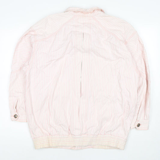 DASH Womens Pink Striped Jacket Size M Zip