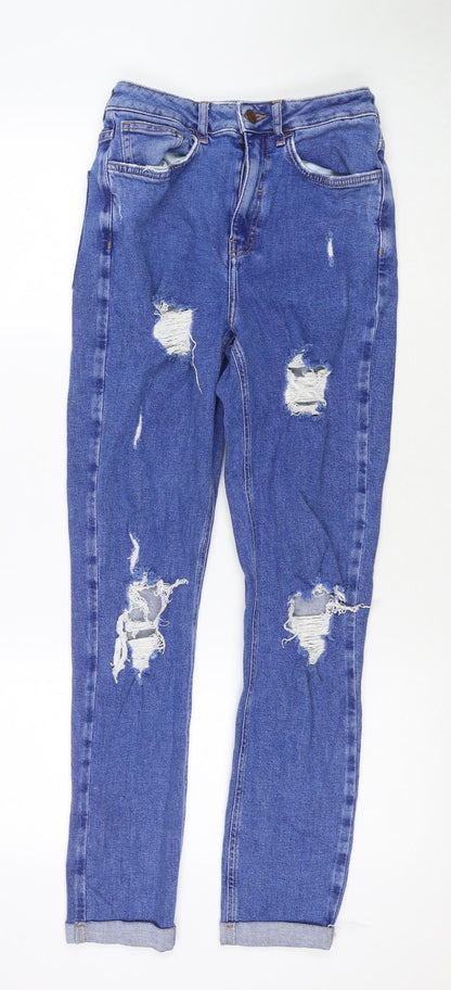 New Look Girls Blue Cotton Skinny Jeans Size 14 Years L28 in Regular Zip