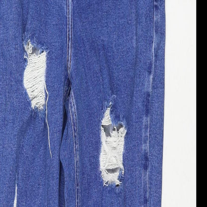 New Look Girls Blue Cotton Skinny Jeans Size 14 Years L28 in Regular Zip