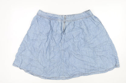 NEXT Womens Blue Lyocell Flare Skirt Size 14 Zip