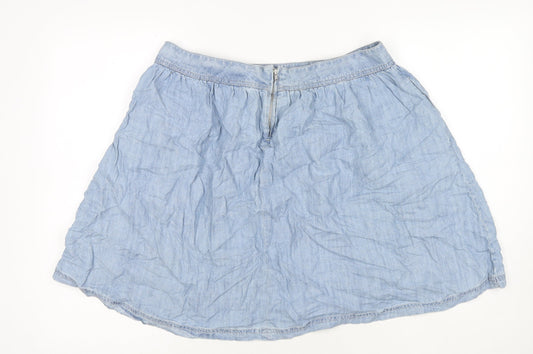 NEXT Womens Blue Lyocell Flare Skirt Size 14 Zip