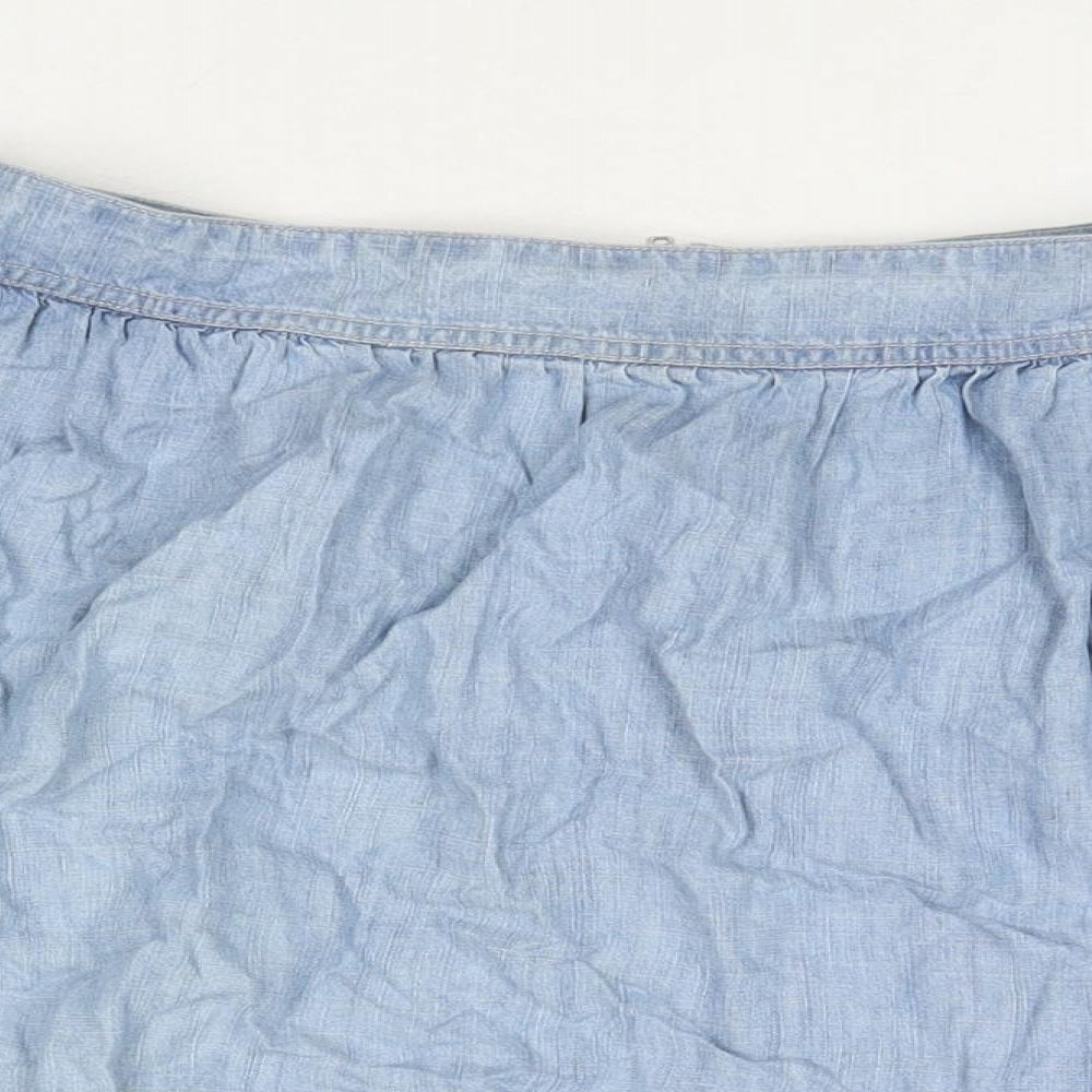 NEXT Womens Blue Lyocell Flare Skirt Size 14 Zip