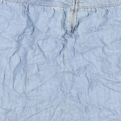 NEXT Womens Blue Lyocell Flare Skirt Size 14 Zip