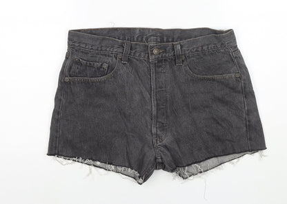 Levi's Womens Grey Polyester Blend Hot Pants Shorts Size 32 in L3 in Regular Zip - Customized Shorts