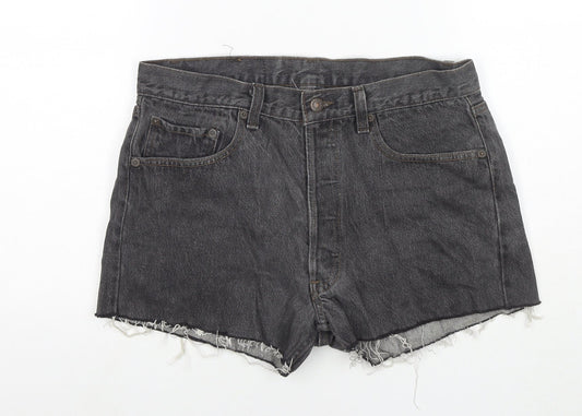 Levi's Womens Grey Polyester Blend Hot Pants Shorts Size 32 in L3 in Regular Zip - Customized Shorts
