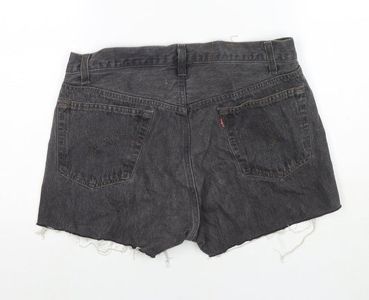 Levi's Womens Grey Polyester Blend Hot Pants Shorts Size 32 in L3 in Regular Zip - Customized Shorts