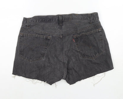 Levi's Womens Grey Polyester Blend Hot Pants Shorts Size 32 in L3 in Regular Zip - Customized Shorts