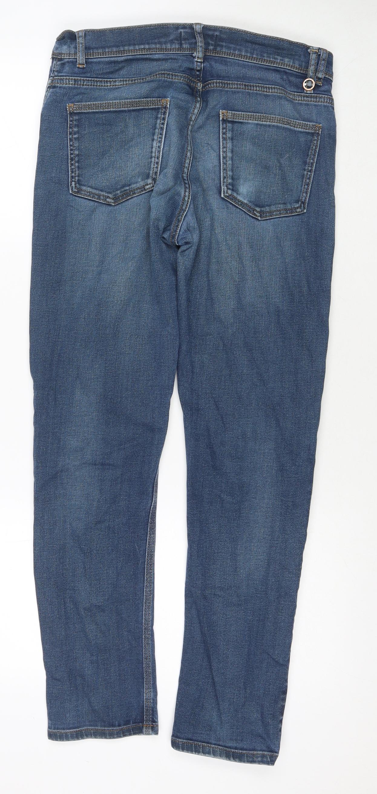 Zara Mens Blue Cotton Straight Jeans Size L L28 in Regular Zip