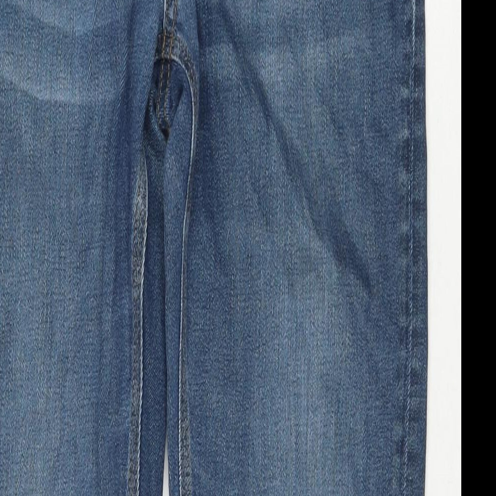 Zara Mens Blue Cotton Straight Jeans Size L L28 in Regular Zip