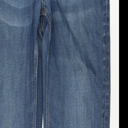 Zara Mens Blue Cotton Straight Jeans Size L L28 in Regular Zip