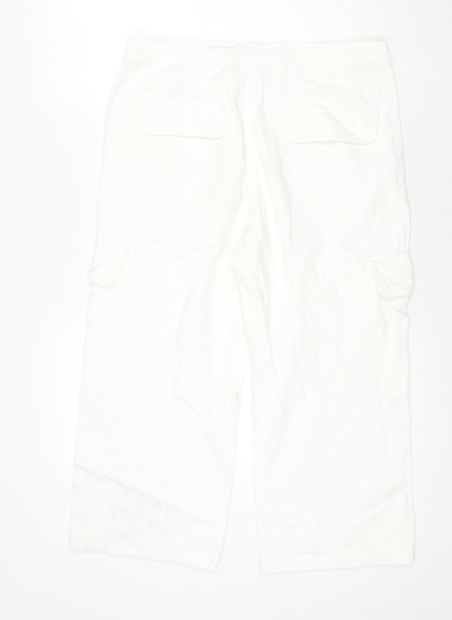 Zara Womens White Cotton Cropped Jeans Size 12 L21 in Regular Zip - Cargo Style