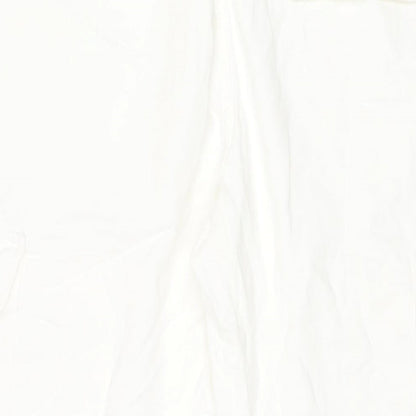 Zara Womens White Cotton Cropped Jeans Size 12 L21 in Regular Zip - Cargo Style